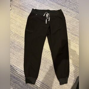 Figs Black Jogger Pants with White Drawstring